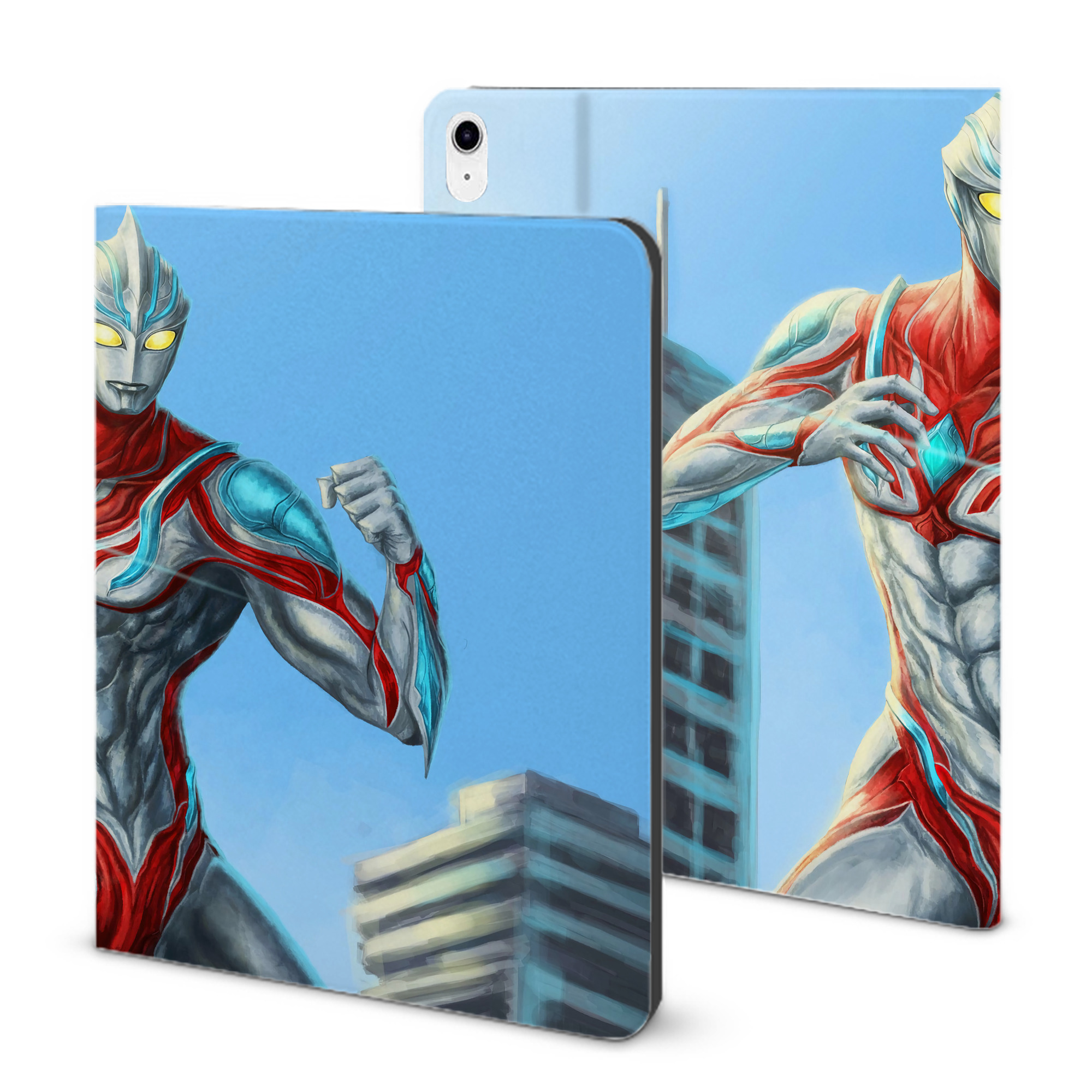 （画像用） ウルトラマン Ultraman IPad ケース ブック型 PUレザー TPU 耐衝撃 軽量 薄型 ペン収納なし 全面保護 IPad 各モデル対応
